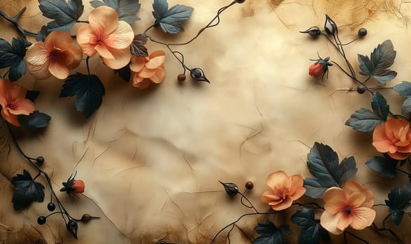 Vintage airy flowers on a textured background. Selective focus.
