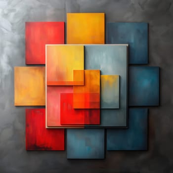 Abstract background in a combination of multicolored geometric shapes. Selective focus.