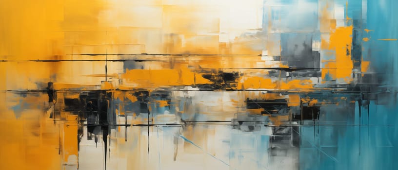 Abstract background in a combination of orange, turquoise, white, black tones. Selective focus.