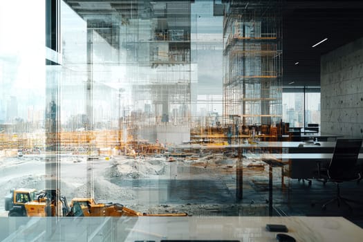 Explore a modern minimalist office interior featuring clean lines and ample natural light. The design integrates urban views and contemporary aesthetics for a professional workspace.