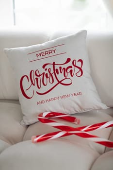 Beautiful Christmas decor. Decorating a room on a holiday. Stylish details.