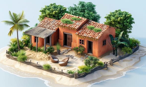 Miniature model of house on light background. Selective focus.