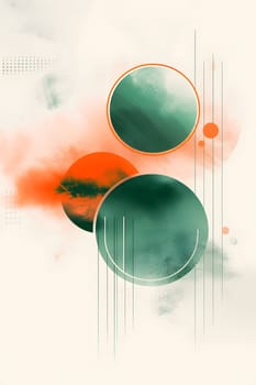 Colorful abstract geometric shapes with green and orange color gradients.
