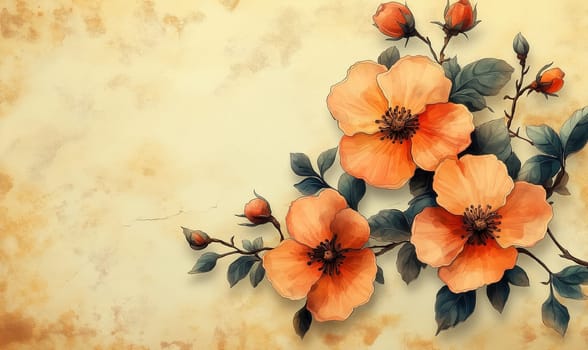 Vintage airy flowers on a textured background. Selective focus.