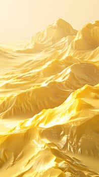Abstract landscape of golden melted butter hills in bright yellow tones.