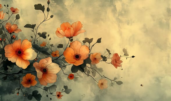 Vintage airy flowers on a textured background. Selective focus.