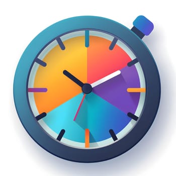An electric blue analog clock with rectangular shape and colorful hands pointing to numbers 1 through 12, a unique and stylish addition to any furniture collection