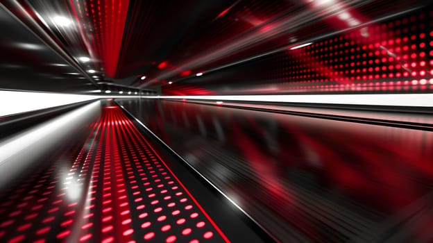 Dynamic red and black lights in an abstract futuristic tunnel with a digital look.