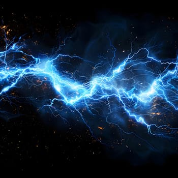 A vibrant purple lightning bolt illuminating the dark sky, cutting through the clouds and atmosphere with an electrifying presence, resembling automotive lighting