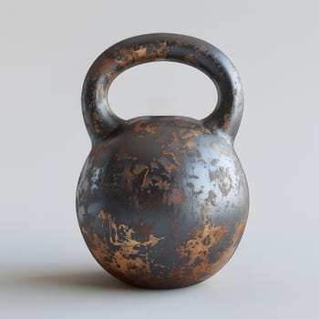 Old kettlebell with rust, iron texture detail, fitness equipment, gym weight