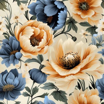 Seamless pattern tile background flowers and floral leaves plants. High quality photo
