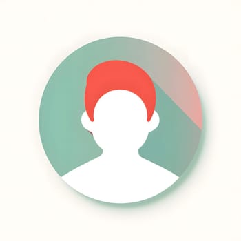 Create a modern minimalist silhouette avatar with red hair on a green background