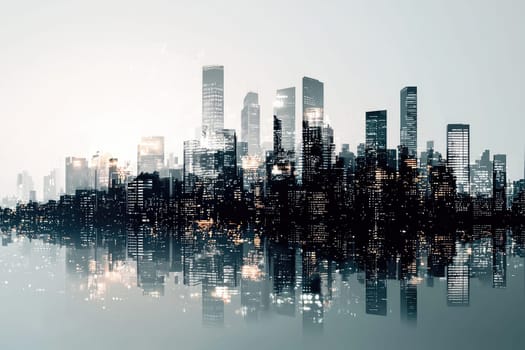 This artistic urban silhouette captures the essence of innovation and modernity, showcasing a reflective skyline that embodies growth and creativity in city life.