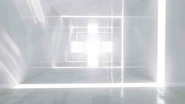 Elegant abstract lights and geometric shapes in a modern minimalistic white space.