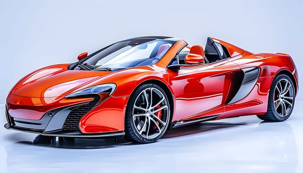 A stunning red highend sports car on a pure white backdrop exuding elegance and luxury
