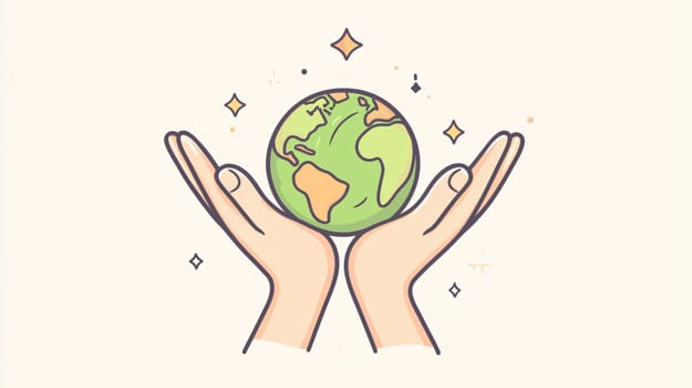 Two hands gently holding a green and blue earth globe, symbolizing environmental protection and sustainability