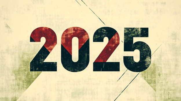 Big bold grunge numbers mark the year 2025 approaching