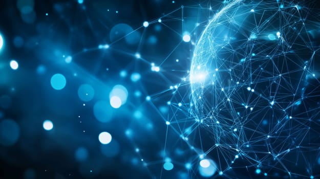 Abstract planet earth rotating with connected data points and digital information flowing, representing global network and communication technology