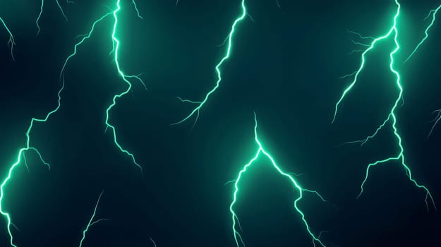 Green lightning bolts are striking on dark background