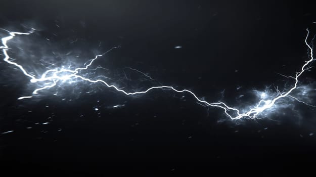 Powerful lightning strike illuminating a stormy sky background