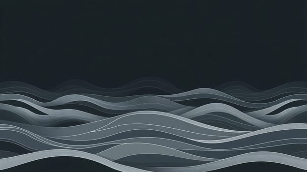 Abstract background forming a pattern of flowing monochromatic waves on dark background