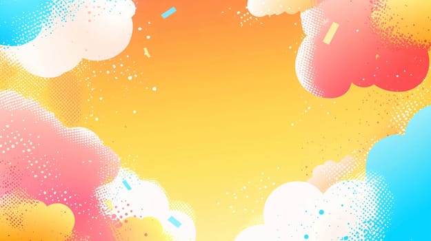 Abstract background with colorful comic style halftone bubbles floating and gradient overlay