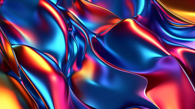 Holographic chrome background with vibrant neon colors flowing like liquid metal