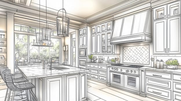 Architect is putting the finishing touches on a beautiful kitchen design for a modern home