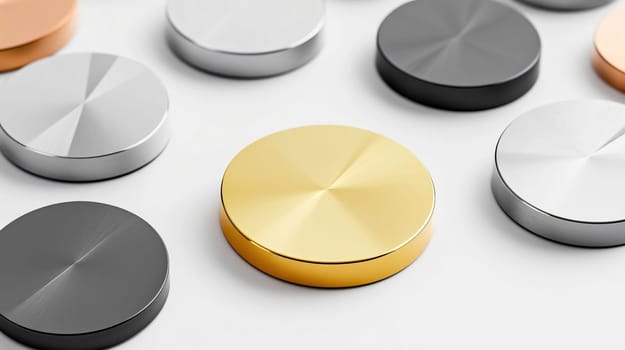Gold coin is standing out from other silver, grey and bronze coins