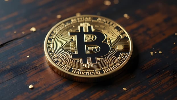 bitcoin coins on the table digital currency, generative ai. High quality photo