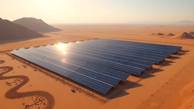 big solar power plant in the desert, generative ai. High quality photo