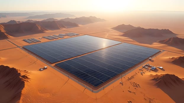 big solar power plant in the desert, generative ai. High quality photo