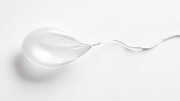 White balloon is floating on a white background, casting a subtle shadow