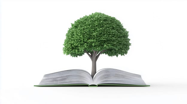 Tree is growing from an open book, suggesting the power of education and knowledge
