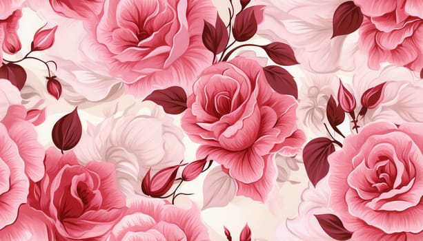 Seamless pattern tile background flowers and floral leaves plants. High quality photo