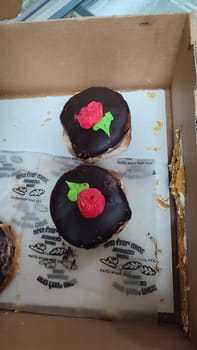 November 3 2024 Beer- Sheva Israel store products,round sweet dessert cake with cream and chocolate, confectionery cooking food. High quality photo