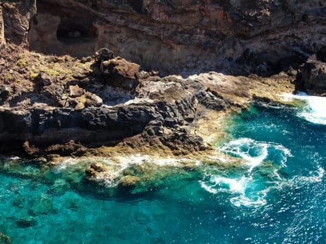 Ocean coast. Rocks near Canical on the Madeira, Portugal. High quality photo
