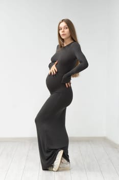 black mother maternity girl expectant pregnancy positive tummy background motherhood female dress