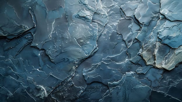 A detailed closeup of a stunning electric blue rock texture, resembling a frozen pattern in a natural landscape. The transparent material looks fluid and almost metallike