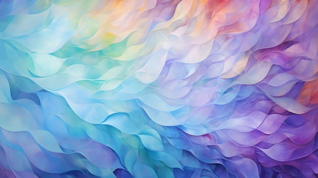 This painting showcases a mesmerizing multicolored wave in various hues dancing across the wall, creating a sense of movement and energy.