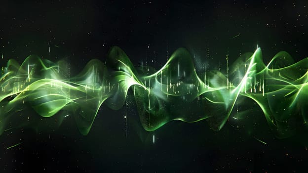 Dynamic green wave texture with fluid motion for backgrounds in animation, design.
