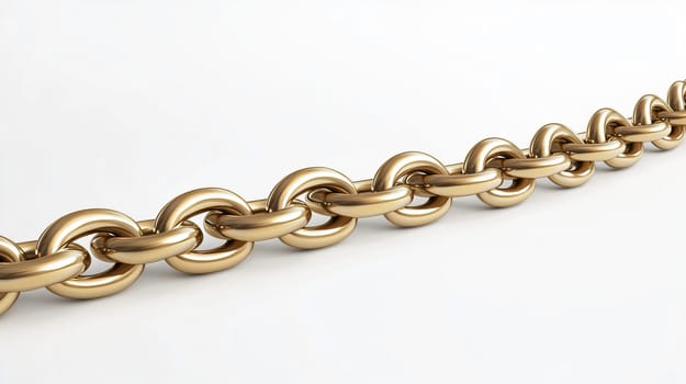 Golden chain is lying on a white background, representing wealth and luxury