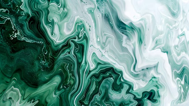 Swirling emerald green and white abstract marble texture for artistic background