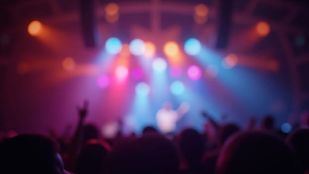 An electrifying night of live music unfolds as colorful beams of light dance above an enthusiastic crowd, creating an unforgettable experience filled with rhythm and excitement.