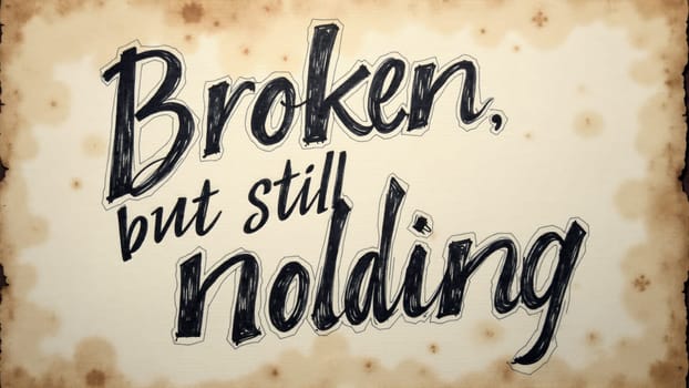Vibrant lettering conveys a powerful message about perseverance, reminding us that brokenness doesn't diminish strength. The parchment adds a rustic charm to this inspiring affirmation.