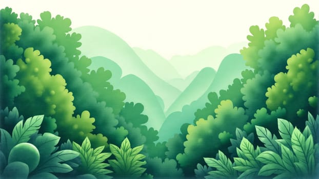 Amidst a vibrant forest, green leaves and dense vegetation thrive. Sunlight filters through the canopy, creating a serene atmosphere filled with life and tranquility, inviting exploration and wonder.