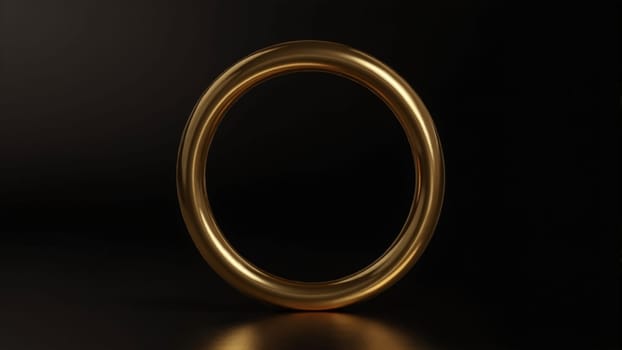 A beautifully polished golden ring takes center stage, radiating warmth and luxury against a dark background, inviting admiration for its exquisite craftsmanship.