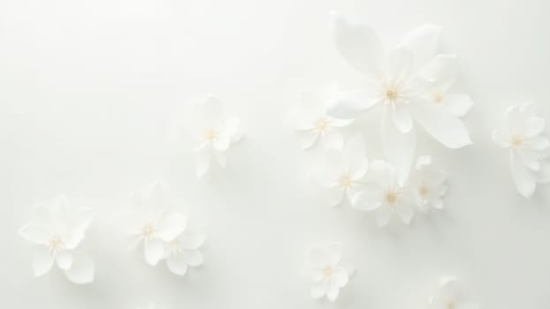 Two elegant white flowers with striking yellow centers gently sway against a soft, muted background, capturing a moment of serene beauty and simplicity in nature.