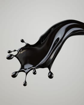 dramatic black liquid splash creating elegant curves and shapes.