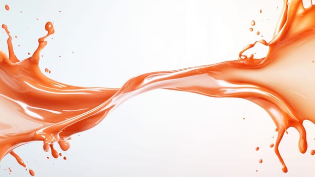 vibrant orange splash of liquid frozen in mid air creates dynamic visual.